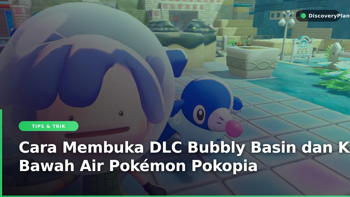 Pemandangan kota bawah air di DLC Bubbly Basin Pokémon Pokopia