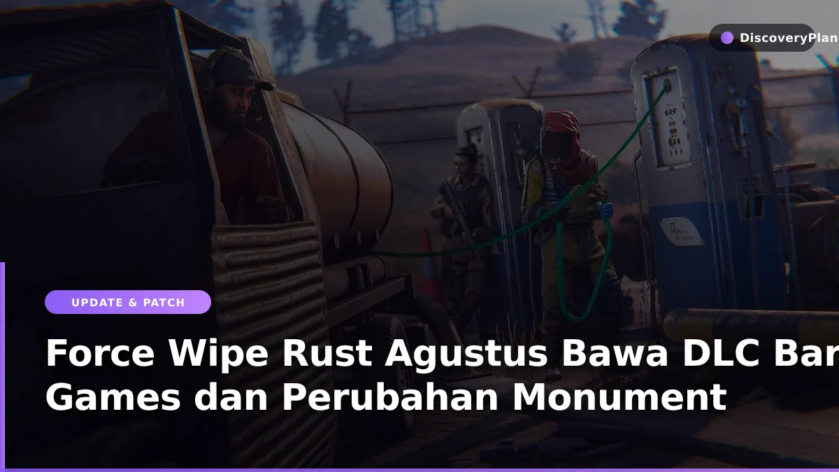 Karakter game Rust sedang menjelajahi area monument setelah update force wipe