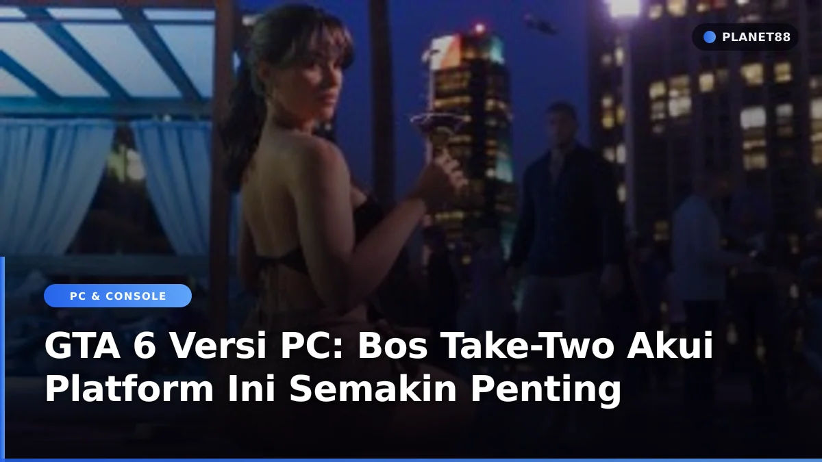 Setup PC gaming modern dengan lampu RGB memperlihatkan pentingnya platform PC untuk game GTA 6