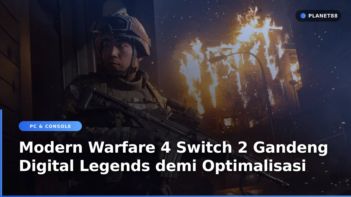 Pemain sedang memainkan game tembak-menembak FPS di konsol handheld